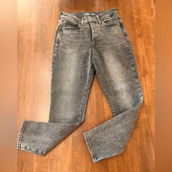 Old Navy High-Waisted Button-Fly Straight Black-Wash Jeans Sz 6 Relaxed 28" - Picture 2 of 7